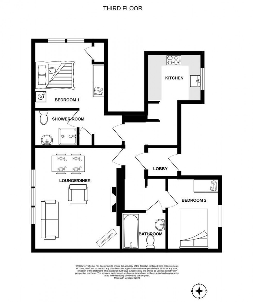 Floorplan for Sea Court, Taunton Road, Swanage