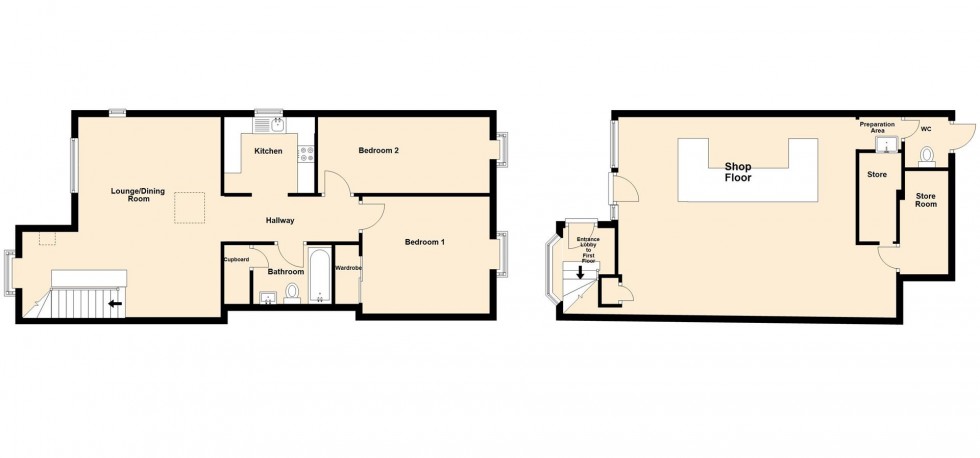 Floorplan for Flat and Shop, High Street