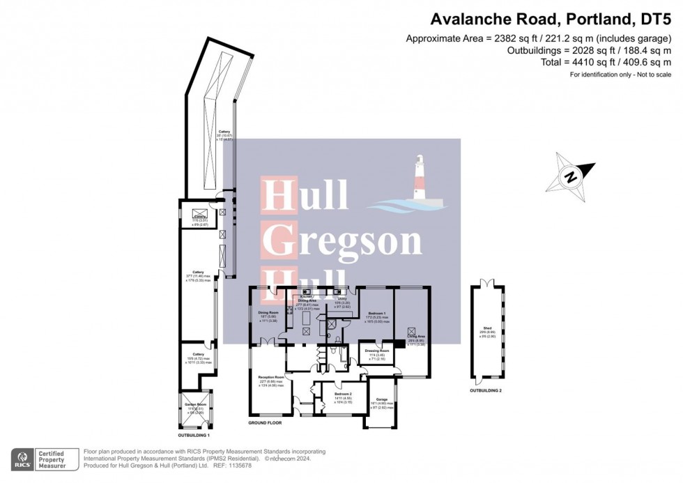 Floorplan for Bungalow & Cattery Business, Avalanche Road, Southwell,Portland