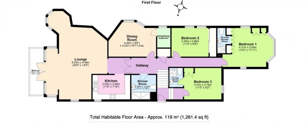 Floorplan for Highcliffe Road, Swanage