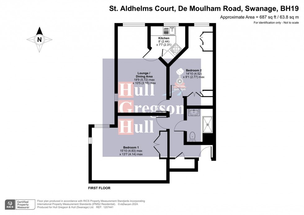 Floorplan for St Aldhems Court, De Moulham Road, Swanage