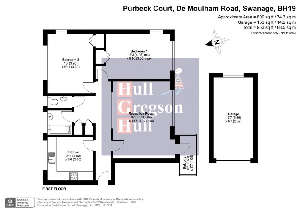 Floorplan for Purbeck Court, De Moulham Road, Swanage