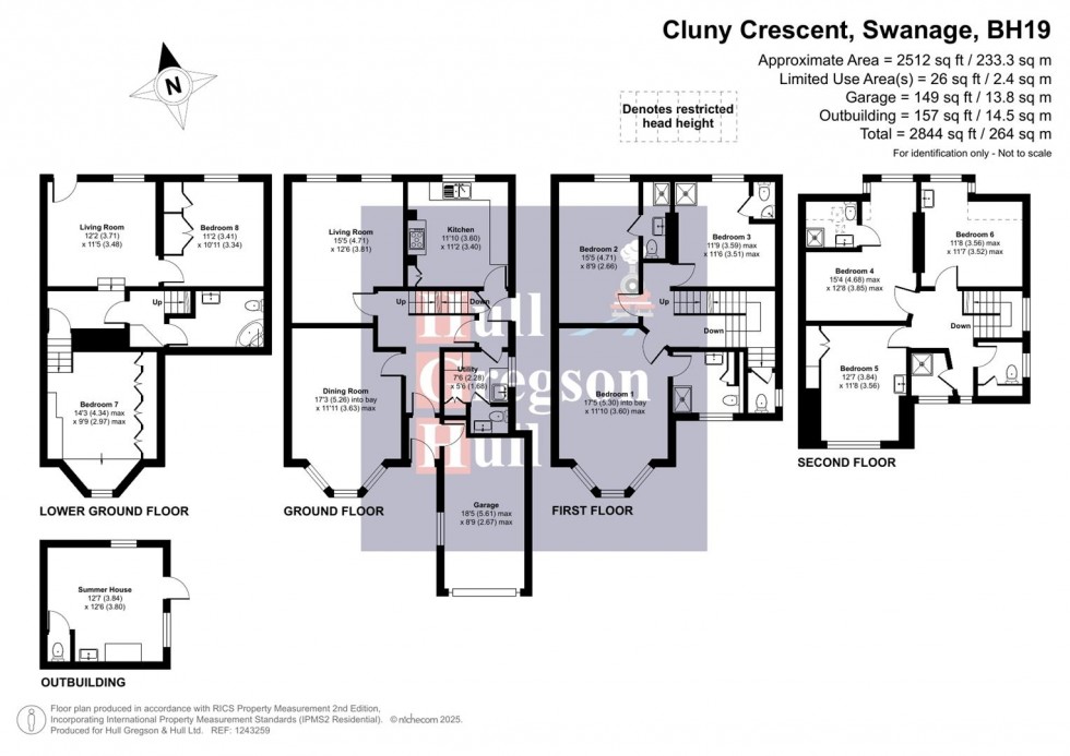 Floorplan for Cluny Crescent, Swanage